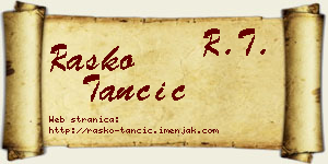 Raško Tančić vizit kartica